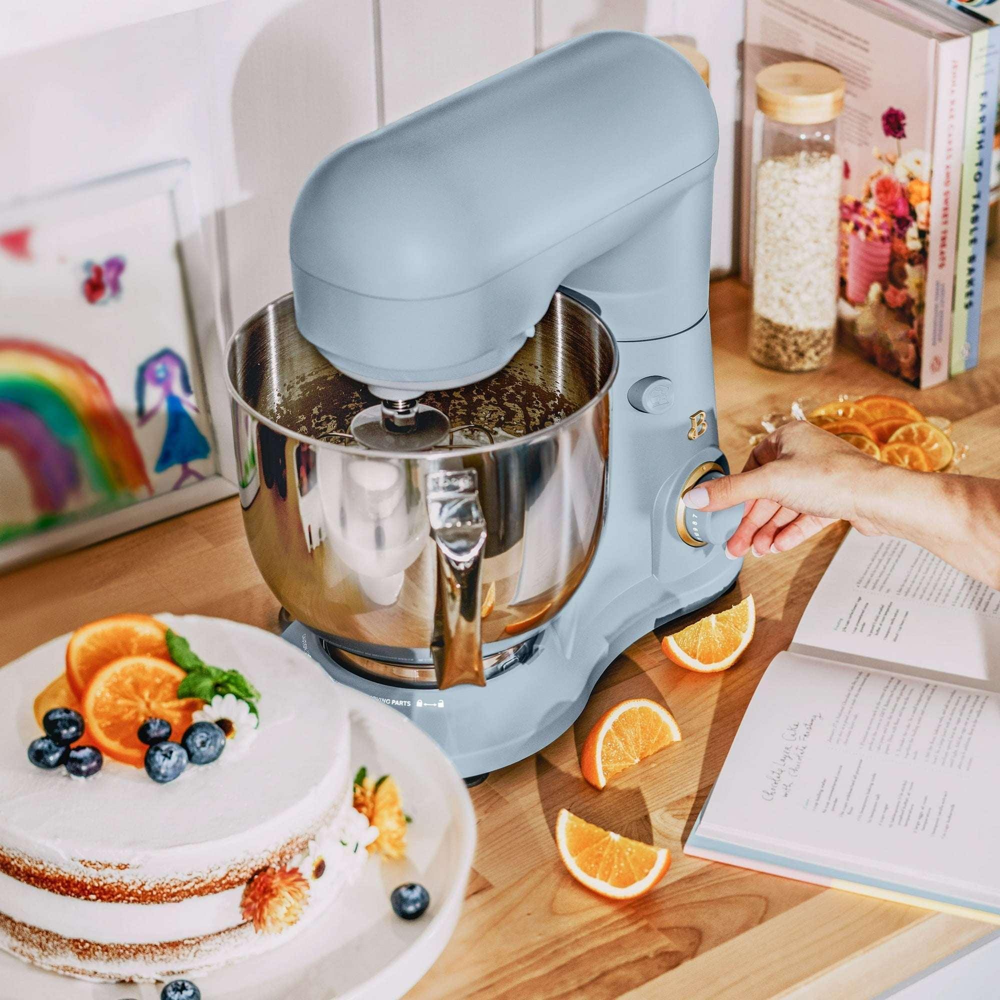 Beautiful 5.3 Qt Stand Mixer, Black Sesame with Flat Beater, Dough Hook, Balloon Whisk