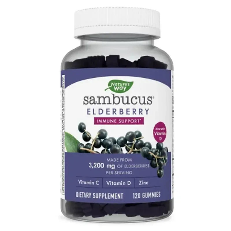 NatureÕS Way Sambucus Immune Gummies, Elderberry, Vitamin C, Vitamin D3, Zinc (120 Ct.)