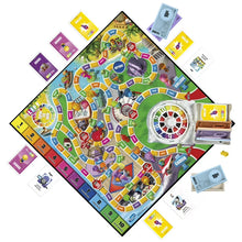Family board game board with colorful path spaces and spinning wheel