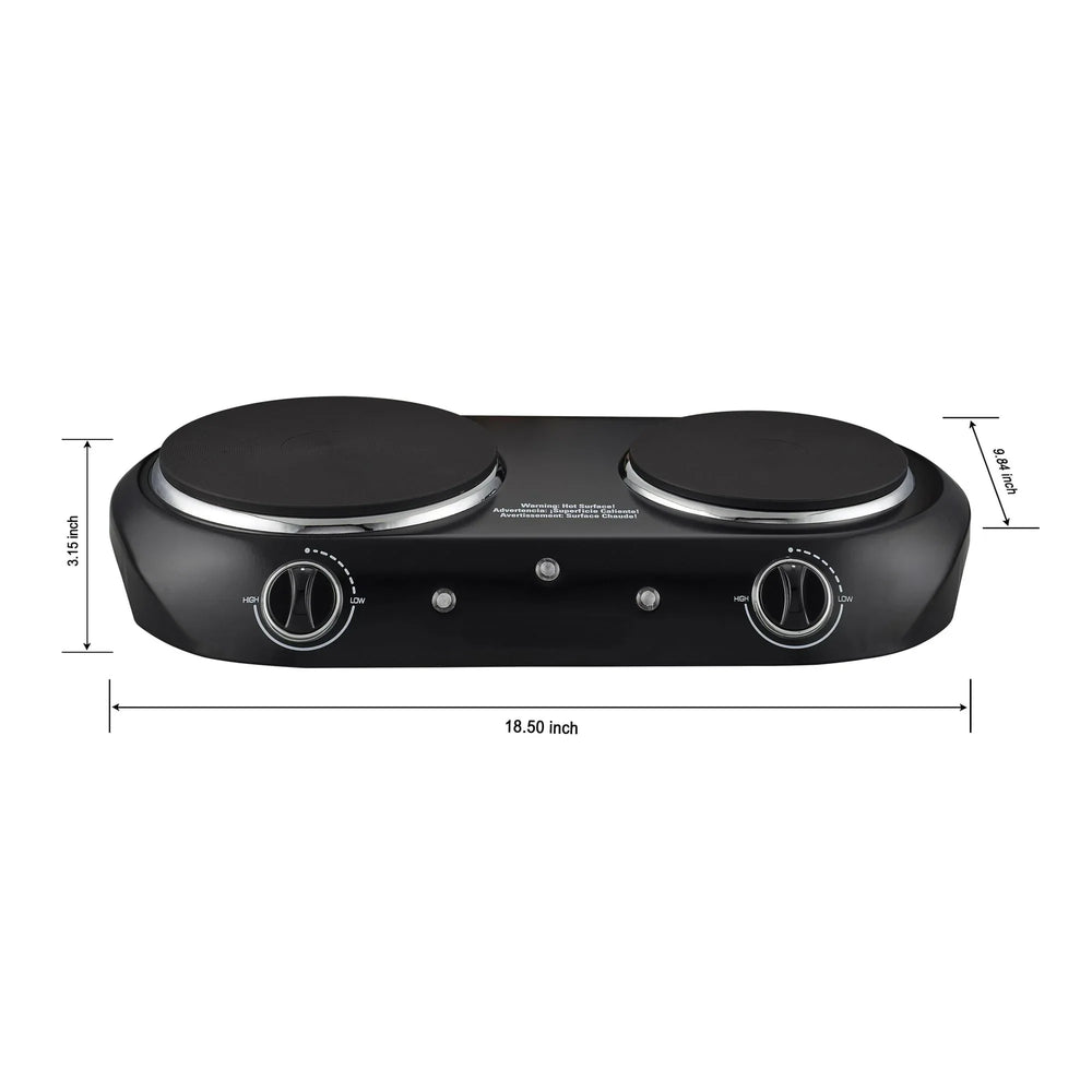 Mainstays Double Burner, 1800 W, Black Electric Cooktop, 1 Each, Assembled Product - USA MEGA SHOP