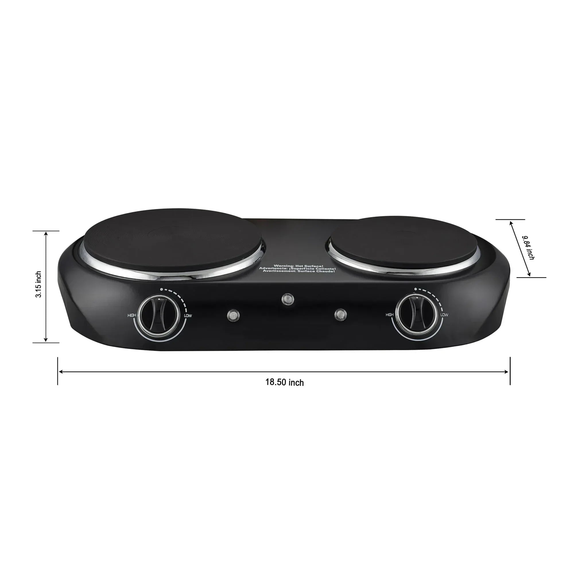 Mainstays Double Burner, 1800 W, Black Electric Cooktop, 1 Each, Assembled Product