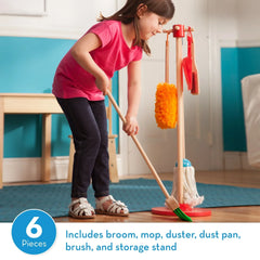Melissa & Doug Dust! Sweep! Mop! 6-Pc Wood Pretend Play Preschool Cleaning Set - FSC Certified - USA MEGA SHOP