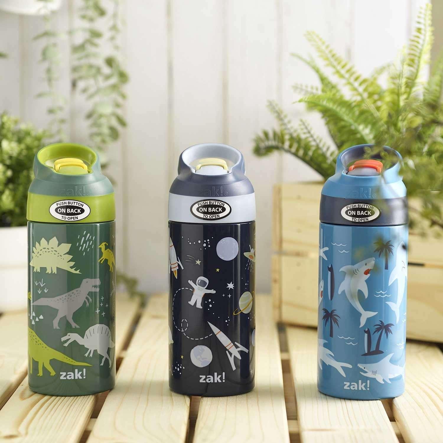 Zak Designs 14-Oz Stainless Steel Vacuum Insulated Water Bottle, 3-Piece Set (Assorted Colors)