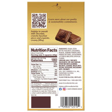 Back of Ferrero Rocher milk hazelnut chocolate bar package with nutrition facts