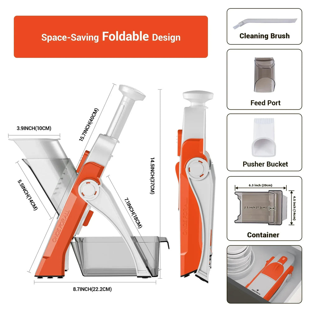 Mandoline Slicer for Vegetables Fruits, Adjustable Thickness Stainless Steel Food Cutter & Chopper, Safe and Quick Meal Preparation - USA MEGA SHOP