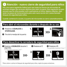 Microwave child safety lock instruction card with two-step opening instructions