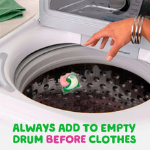 Laundry detergent fling placed in washing machine drum