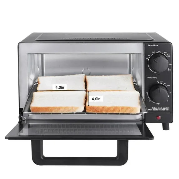 Mainstays 4-Slice Countertop Toaster Oven with 3 Settings, Includes Baking Rack and Pan, Black, New - USA MEGA SHOP