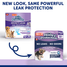Regular dog pee pads showing no leaks and no odors on packaging