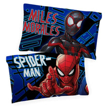 Spider-Man kids pillowcase with Miles Morales and Spider-Man graphic in blue