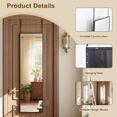 Easy4Home 48"x14" Full Length Door Mirror Wall Mounted Hanging Mirror with Metal Frame, Black