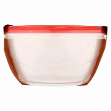 Clear serving bowl with red snap-on lid, 15.7-cup capacity