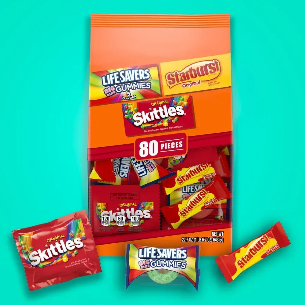 Skittles, Starburst & Life Savers Gummy Candy Variety Pack - 80 Ct Bag