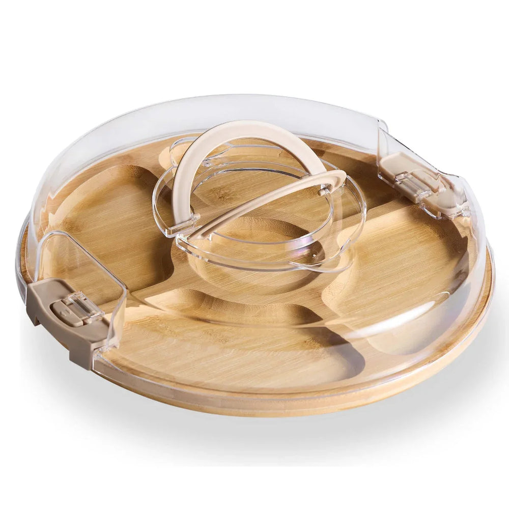 Cook With Color Rectangular Bamboo Cutting Board with Locking Lid, Dual-Function Charcuterie & Serving Board - USA MEGA SHOP