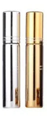 Refillable Perfume Atomizer Spray Bottles, 10ml, Pack of 4, 2 Gold and 2 Silver, Electroplated Aluminum, Portable for Travel
