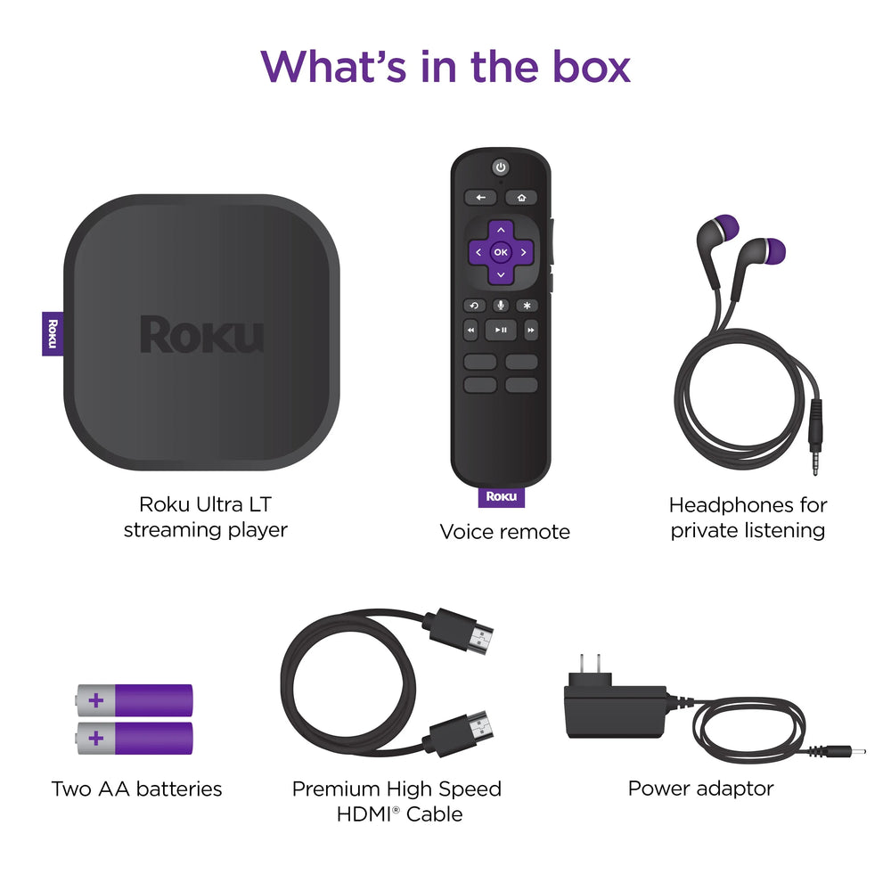 Roku Ultra LT Streaming Device 4K/HDR/Dolby Vision/Dual-Band Wi-FiÂ® with Roku Voice Remote and HDMI Cable - USA MEGA SHOP