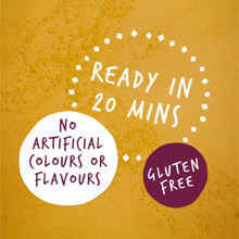 Tikka masala pouch ready-in-20-mins badges for gluten free and no artificial flavors