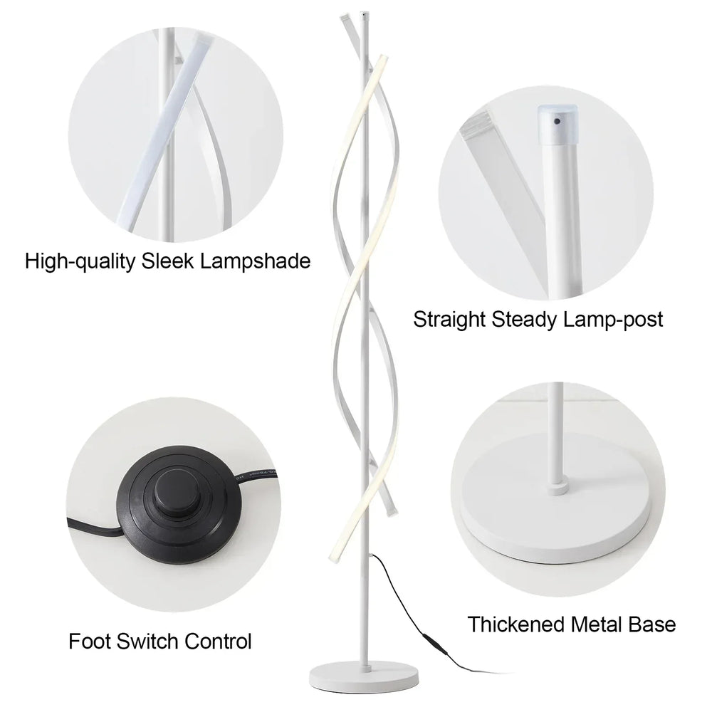 LED Spiral Floor Lamp 60 Inch Modern Floor Lamps Dimmable Black Standing Lamp 34W Contemporary Floor Lamps for Living Room Bedroom Kitchen Office - USA MEGA SHOP