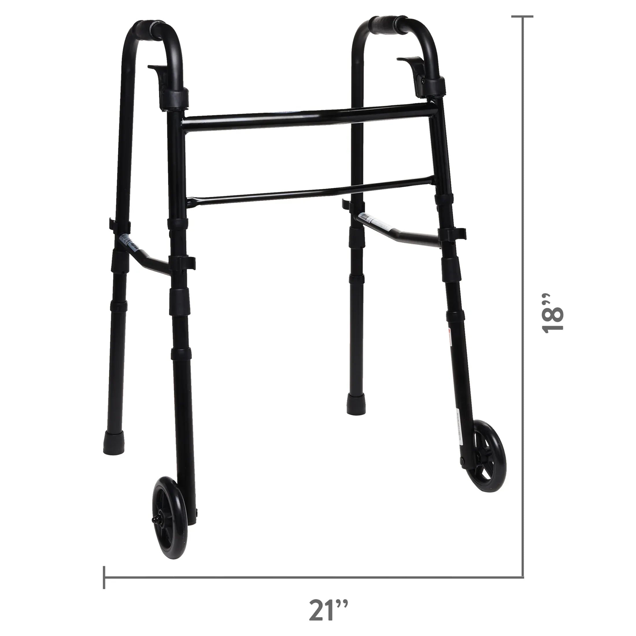 Equate Folding Walker with 5-Inch Wheels, Black – 350 lb Weight Capacity