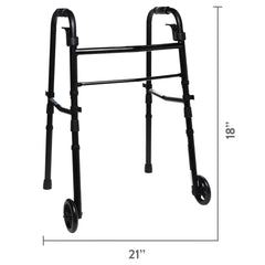 Equate Folding Walker with 5-Inch Wheels, Black – 350 lb Weight Capacity