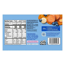 Gerber toddler food pouch variety pack back panel with nutrition facts table and barcode