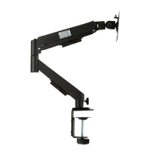 Black monitor desk mount with spring arm, clamp, and VESA bracket