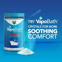 VapoBath bath crystals jar with teal lid and scattered white crystals