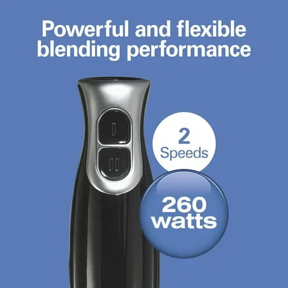 Hamilton Beach 2-Speed Immersion Hand Blender for Kitchen with Blending Wand & Whisk, Black