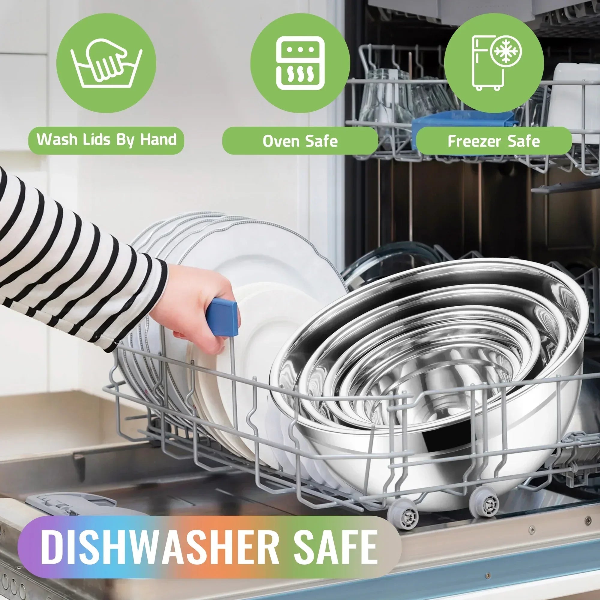 Vesteel Mixing Bowls with Lids Set of 8, Stainless Steel Prep Bowls with Upgraded Airtight Visible Lid, Metal Nesting Bowl Attach with 3 Graters for Kitchen Grating/ Shredding / Mixing - USA MEGA SHOP