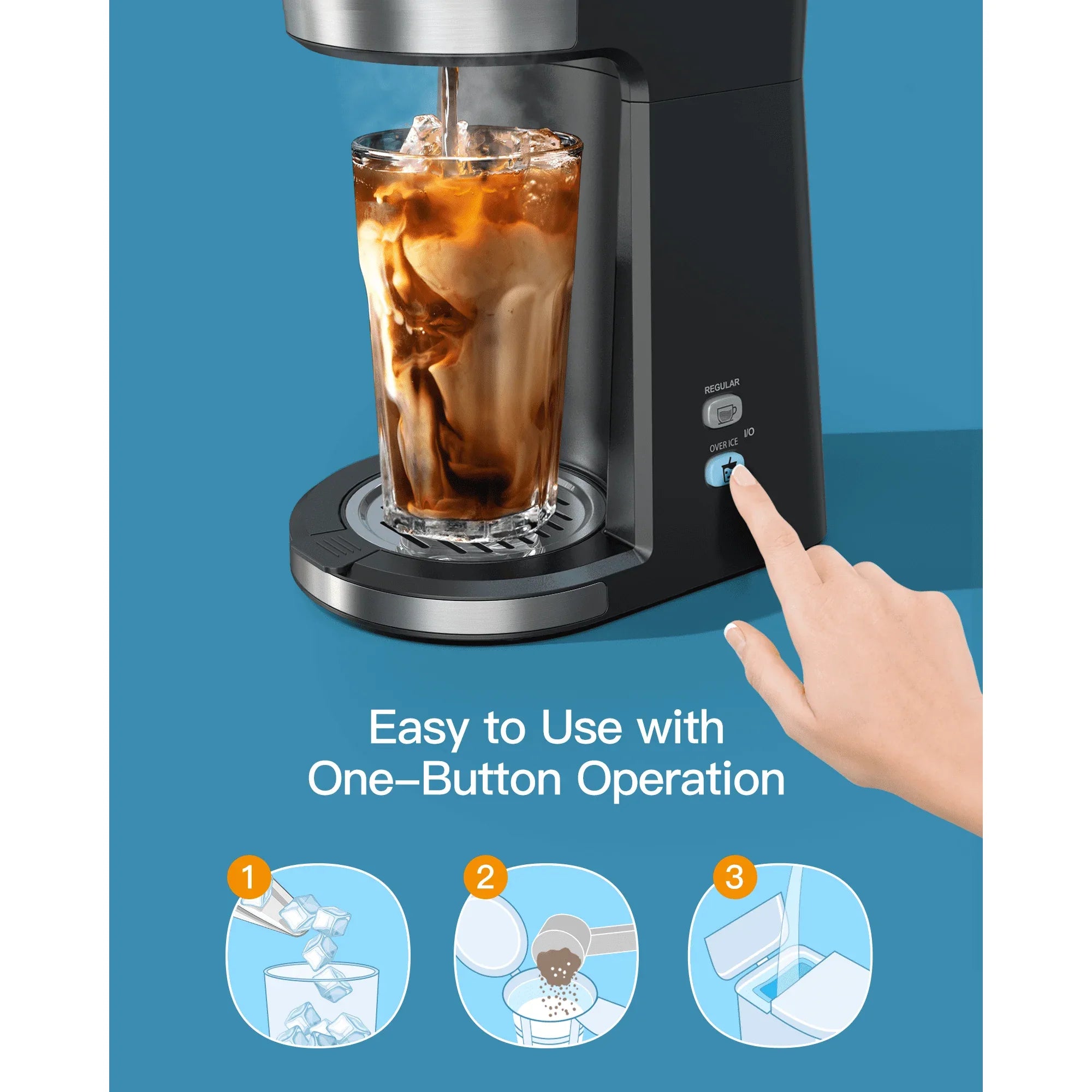 Sboly Iced Coffee Maker, Hot and Cold Coffee Maker Single Serve Coffee Maker for K Cup & Ground Coffee, with Descaling Reminder and Self Cleaning - USA MEGA SHOP