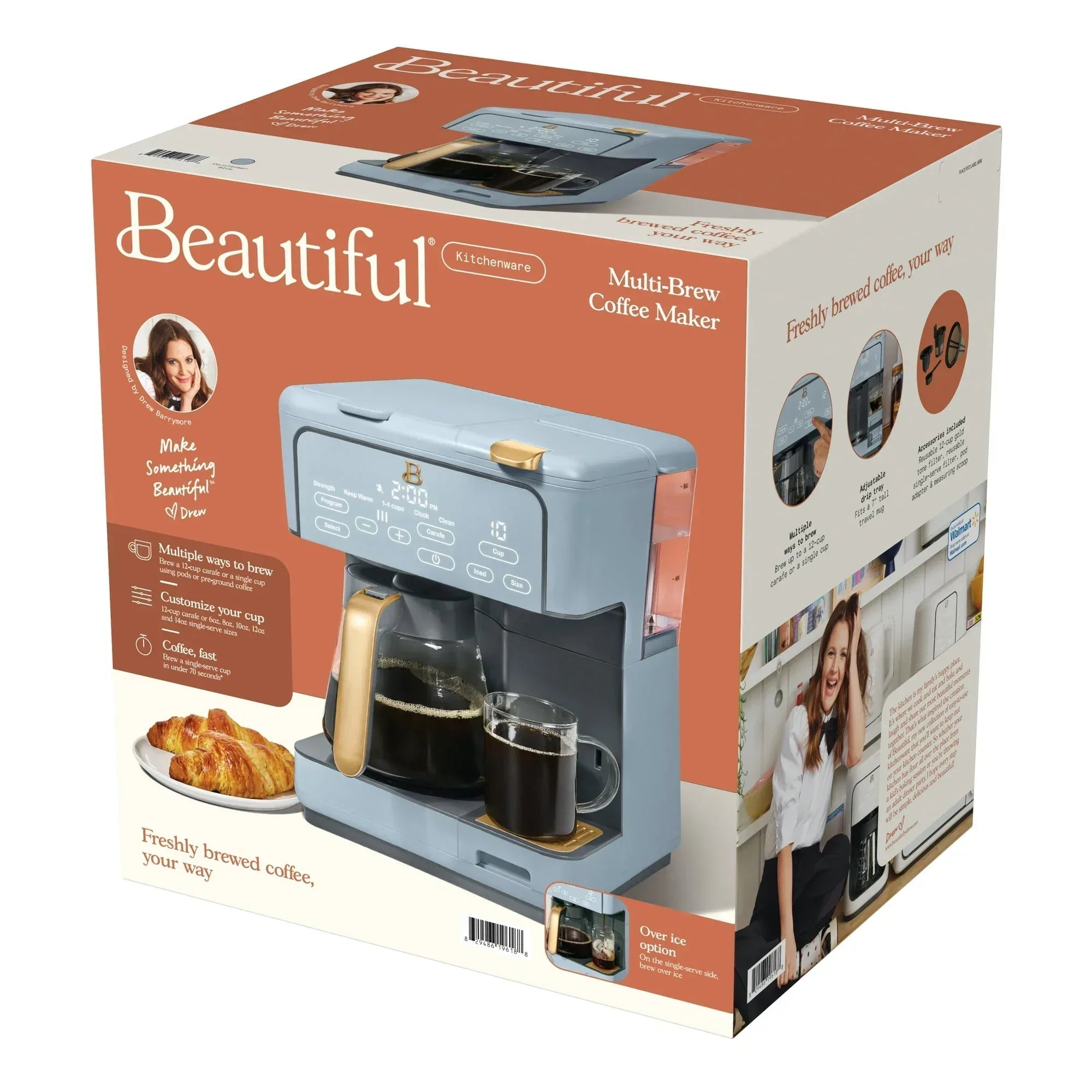 Beautiful Multi-Brew 12-Cup Programmable Drip & Single-Serve Coffee Maker, White Icing by Drew Barrymore