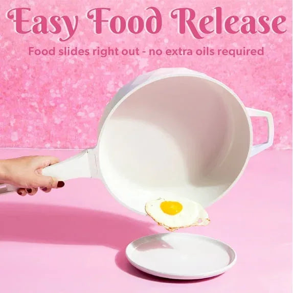 Paris Hilton 4 Quart Cast Aluminum Jumbo Cooker, White Rainbow Iridescent - USA MEGA SHOP