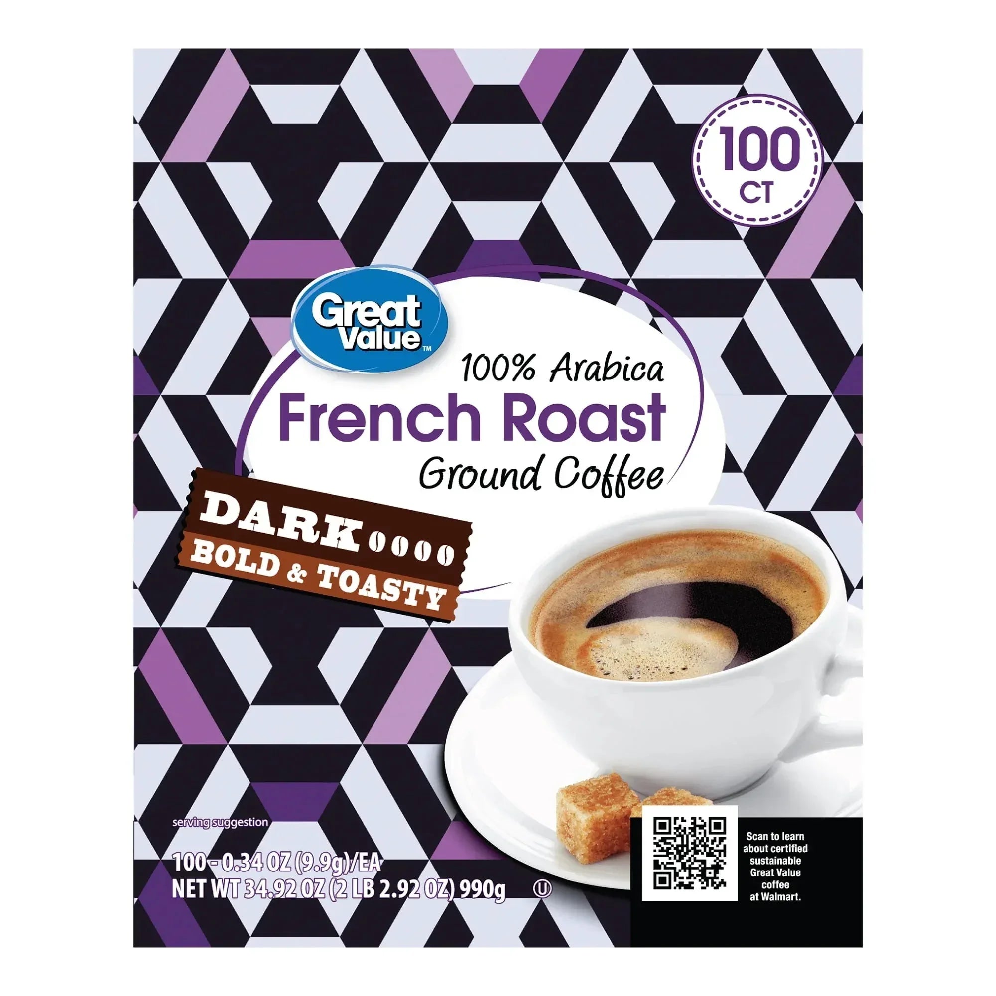 Great Value Donut Shop 100% Arabica Medium Roast Ground Coffee Pods, 38.4oz, 100 Count - USA MEGA SHOP