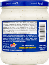 Lay's Smooth Ranch Dip jar side label with barcode and serving details