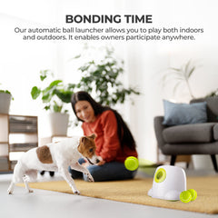 All For Paws Automatic Tennis Ball Launcher for Small to Medium Sized Dogs, 3 Balls Included, Mini