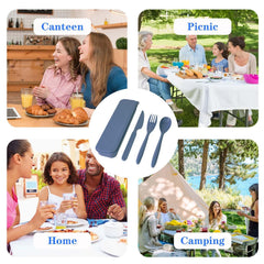 Reusable Travel Utensils Set with Case, 8 Pcs Plastic Cutlery Fork Spoon Set for Camping, Picnic, Office or Daily Use, 4 Large & 4 Regular