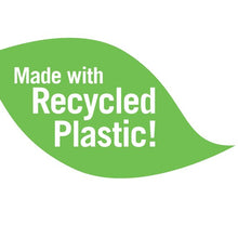 Recycled plastic badge graphic reading “Made with Recycled Plastic!”