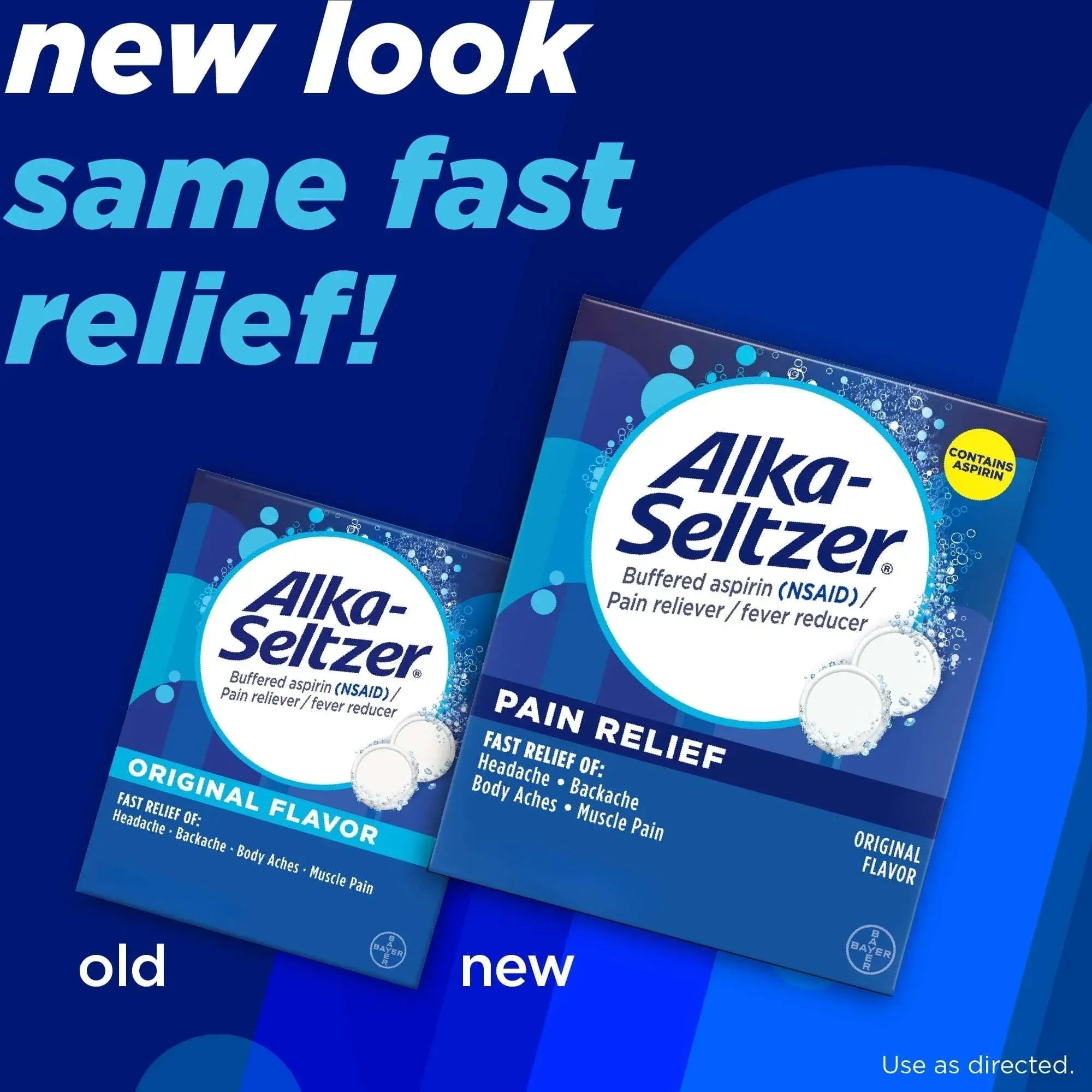 Alka-Seltzer Pain Relief Aspirin Effervescent Tablets, Package May Vary, 24 Count