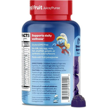 Kids multivitamin gummy bottle back panel with supplement facts and directions