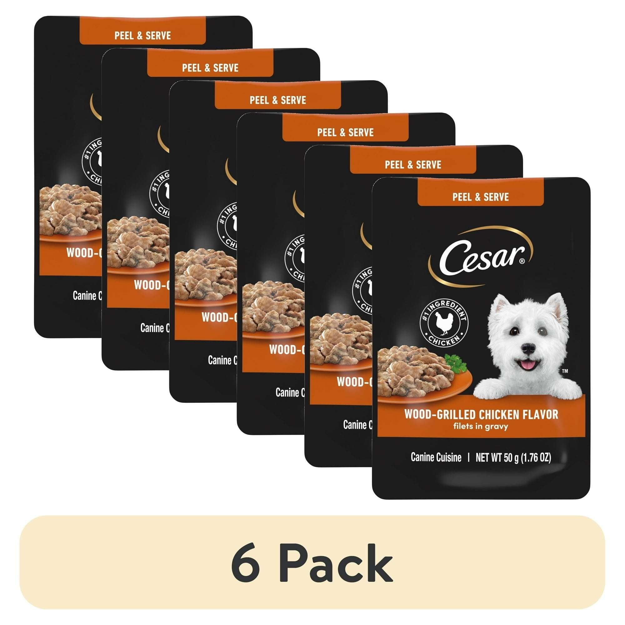 Cesar Filets in Gravy Wood-Grilled Chicken Flavor Wet Dog Food, 1.76-oz Mini-Pouches