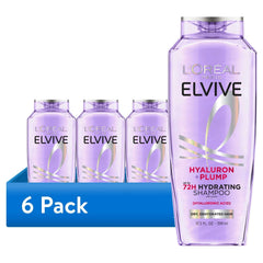 L'Oreal Paris Elvive Hyaluron Plump Hydrating Shampoo, 72H Intense Moisture, Squeeze, 13.5 fl oz