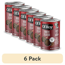 Ol'Roy wet dog food cans: ribeye cuts in gravy, 13.2 oz, pack of 6