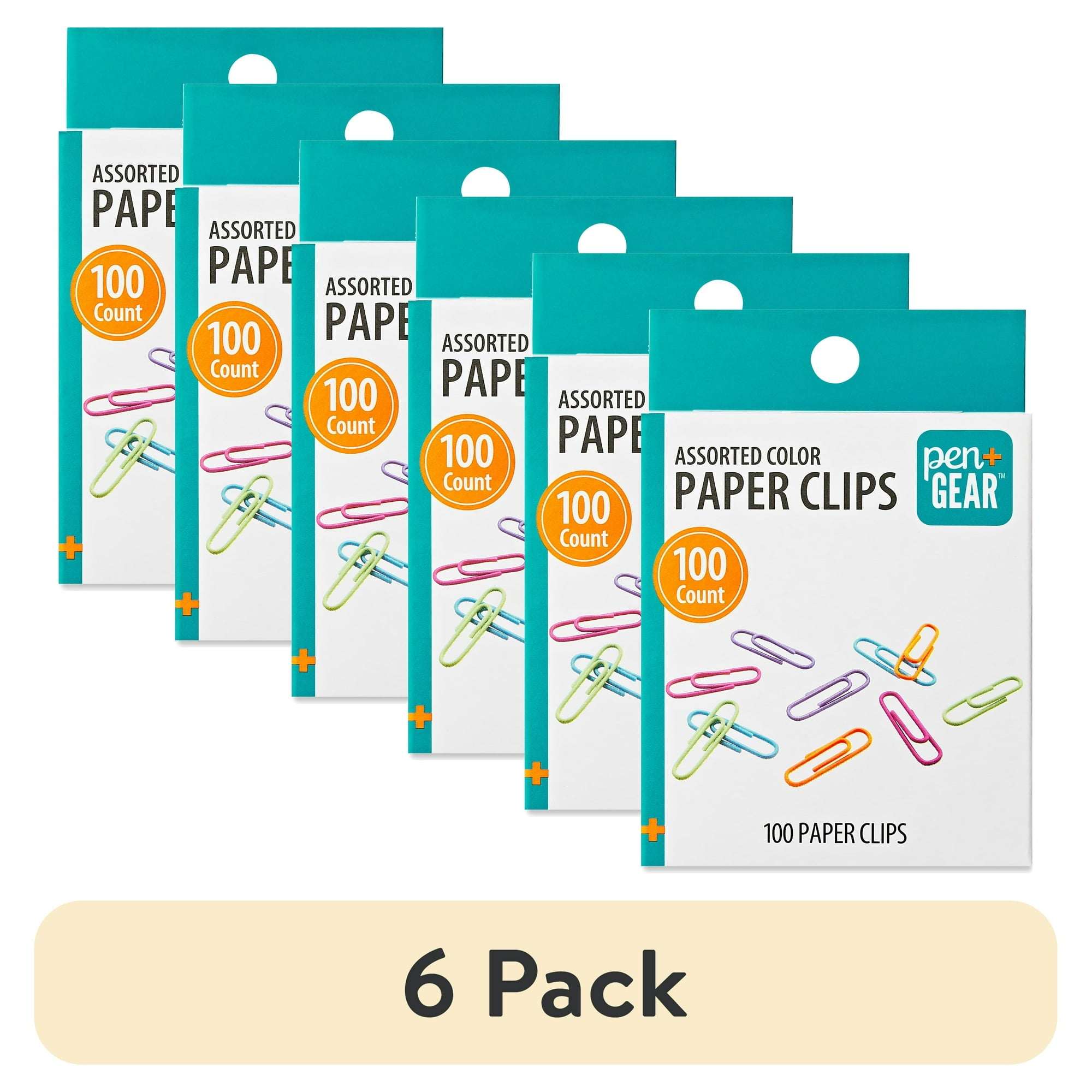 (6 pack) Pen+Gear Paper Clips, Assorted Colors, 100 Count