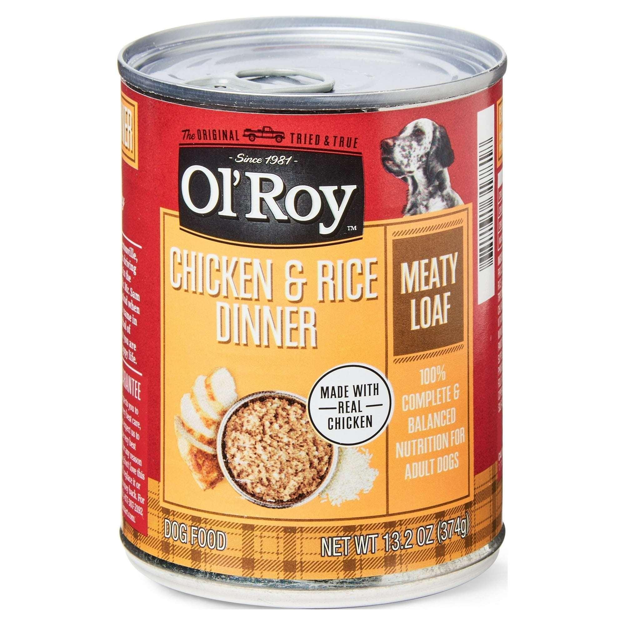 Ol' Roy Chicken & Rice Dinner Meaty Loaf Wet Dog Food, 13.2 oz Can (6 and 12 packs)