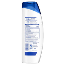 Shampoo bottle back label with ingredients and directions panel, blue cap