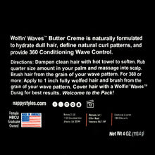 Wave butter creme jar with back label text and Net Wt 4 oz