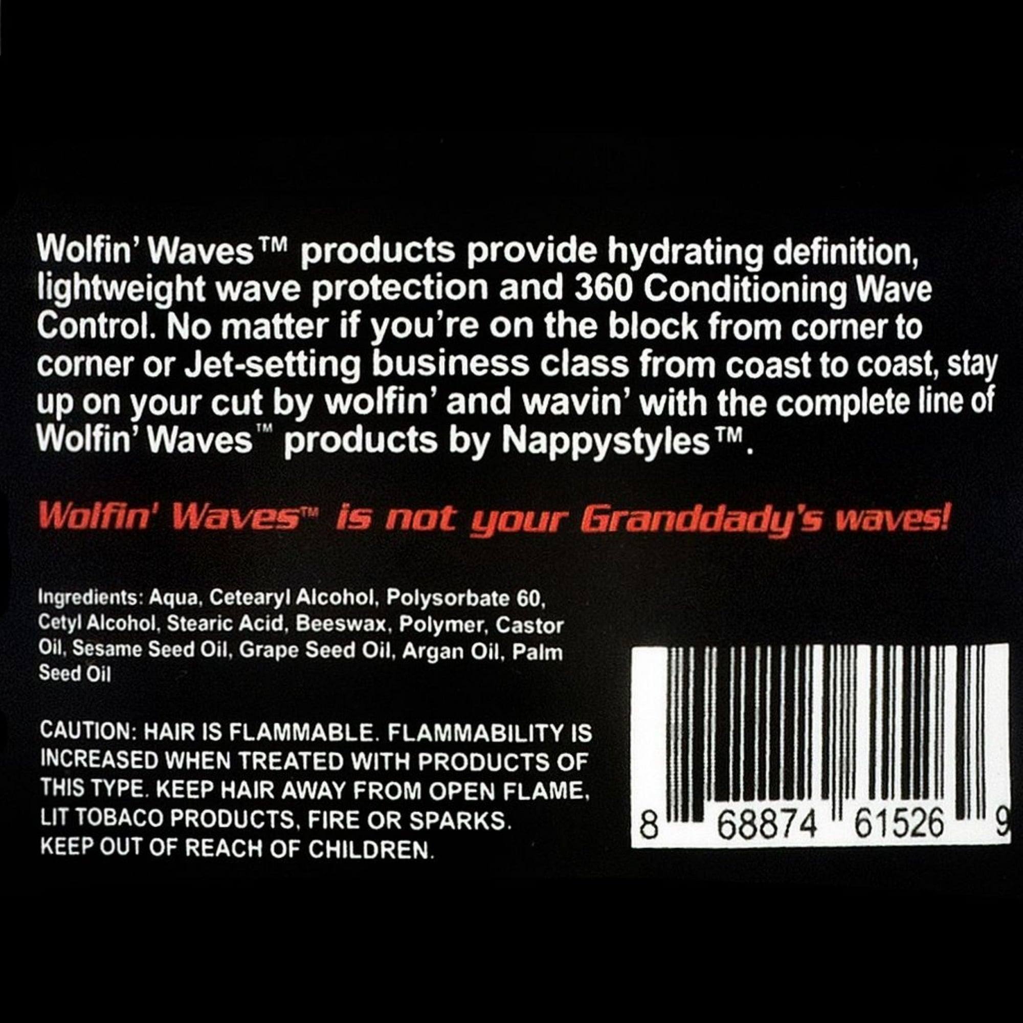 (6 pack) Nappy Styles Wolfin' Waves Wave Butter Crème, 360 Nourish, Hold and Definition, 4oz., Unisex