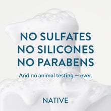 Native hair care claims badge: no sulfates, no silicones, no parabens