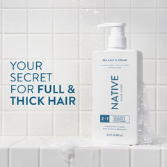 (6 pack) Native Full & Thick 2 in 1 Men's Shampoo and Conditioner, Sea Salt & Cedar, 16.5 fl oz