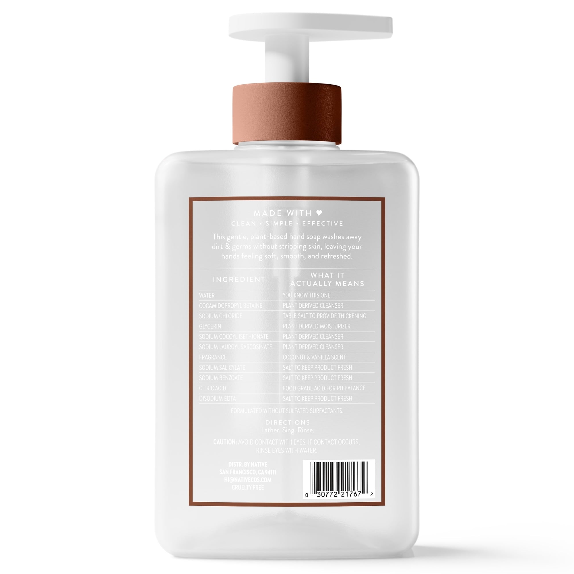 (6 pack) Native Liquid Hand Soap, Coconut & Vanilla, Non-drying, Naturally Derived Cleansers, Sulfate Free, 13 fl oz